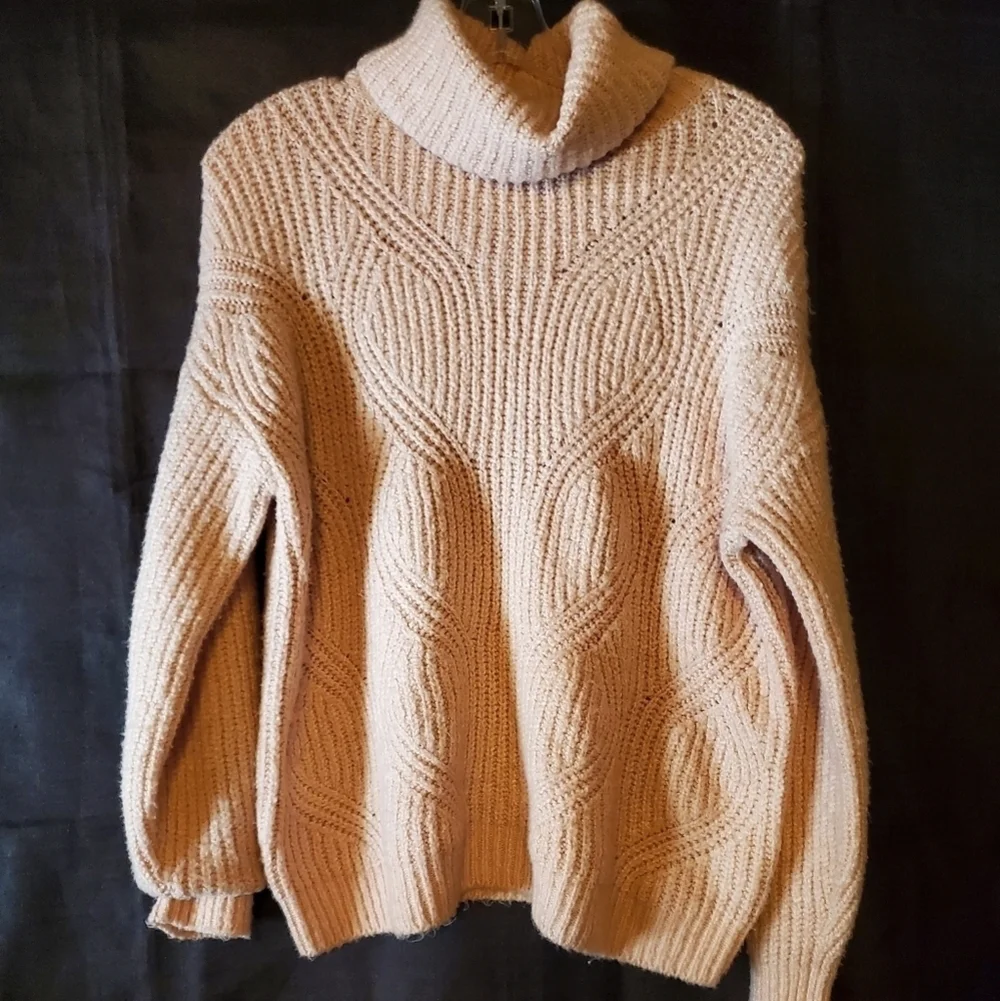 Caslon Pink Turtleneck Sweater Small Chic Cable Knit Cowl Neck New Without Tags - Picture 6 of 14